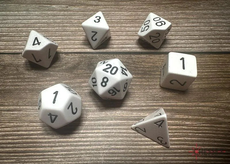 Opaque Polyhedral 7-Die Set - White/black - ZZGames.dk