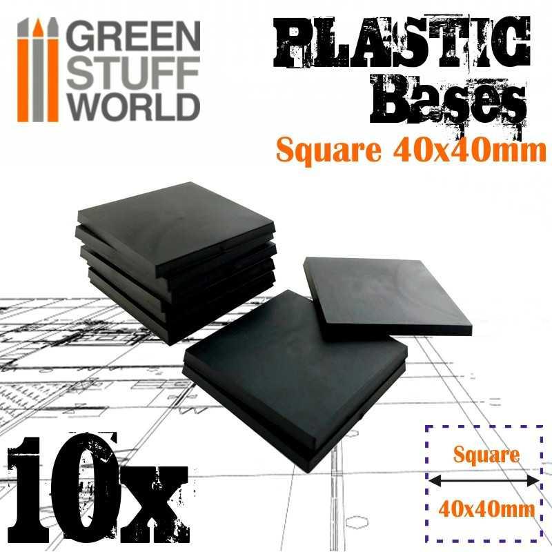Plastic Bases - Square 40x40mm x10 - ZZGames.dk