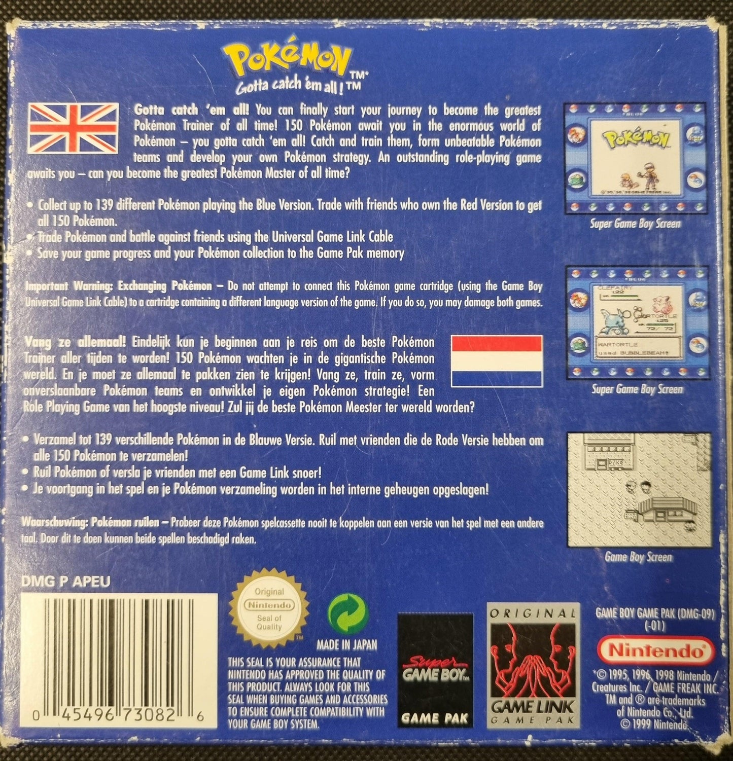 Pokémon Blue i æske (slid på æske, u. manual) - ZZGames.dk