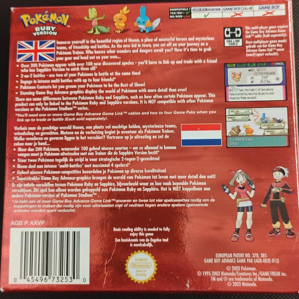
                  
                    Pokémon Ruby i æske (Slidt manual) (Lidt slid på æsken) - ZZGames.dk
                  
                