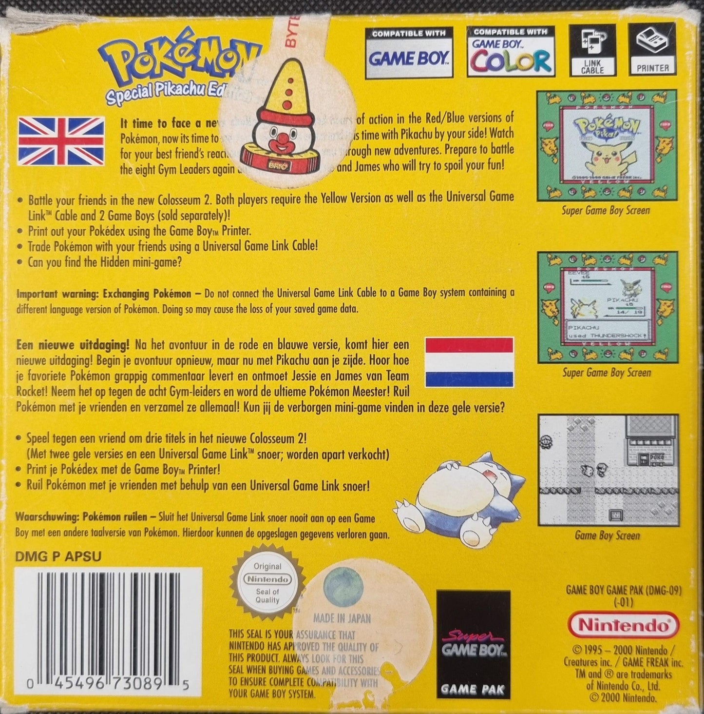 Pokémon Yellow i æske (kosmetiske fejl, u. manual) - ZZGames.dk