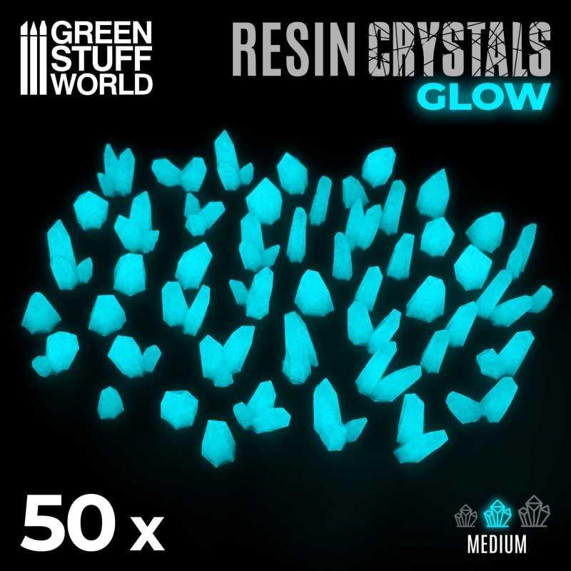 Resin Crystals - Medium AQUA TURQUOISE GLOW x50 - ZZGames.dk