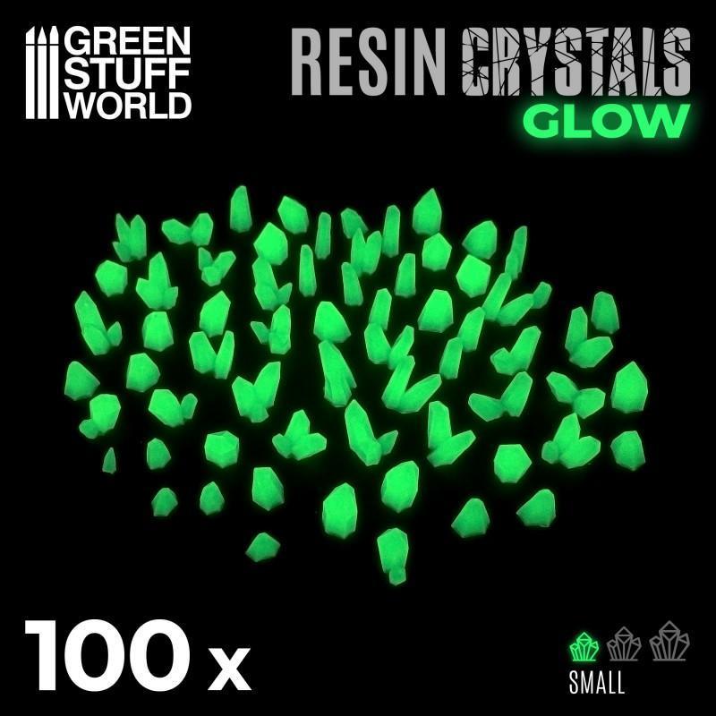 Resin Crystals - Small GREEN GLOW x100 - ZZGames.dk