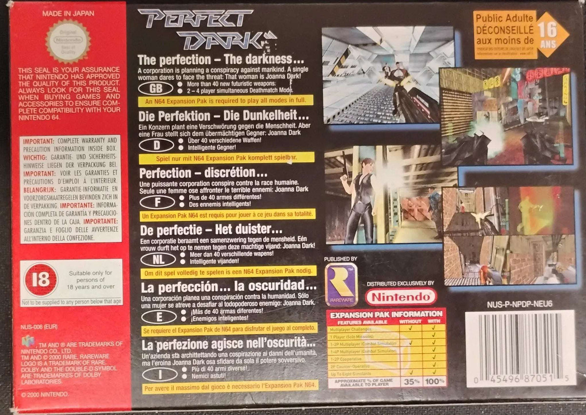 
                  
                    Perfect Dark i æske (Uden Expansion Pak)
                  
                