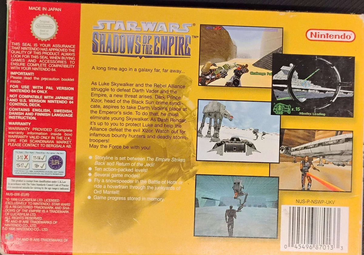 
                  
                    Star Wars Shadows of The Empire i æske (Lidt slid på æsken)
                  
                