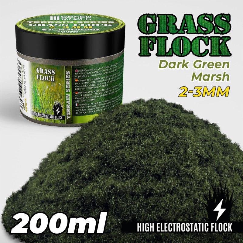 Static Grass Flock 2-3mm - DARK GREEN MARSH - 200 ml - ZZGames.dk