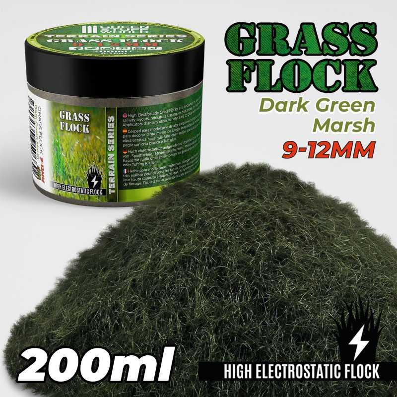 Static Grass Flock 9-12mm - DARK GREEN MARSH - 200 ml - ZZGames.dk