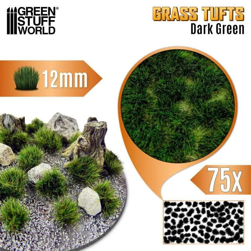 Static Grass Tufts 12mm - Dark Green - ZZGames.dk