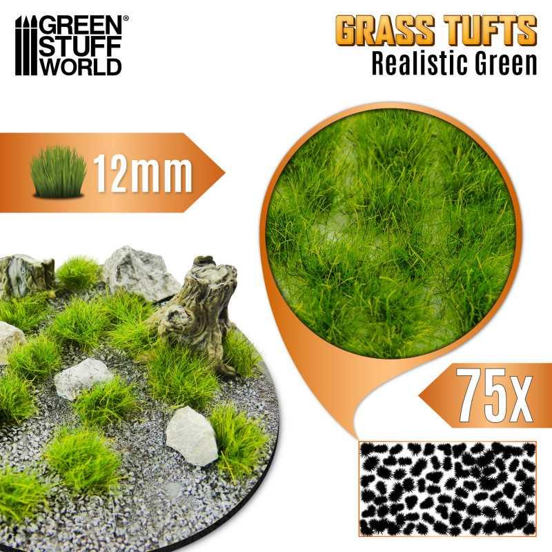 Static Grass Tufts 12mm - Realistic Green - ZZGames.dk
