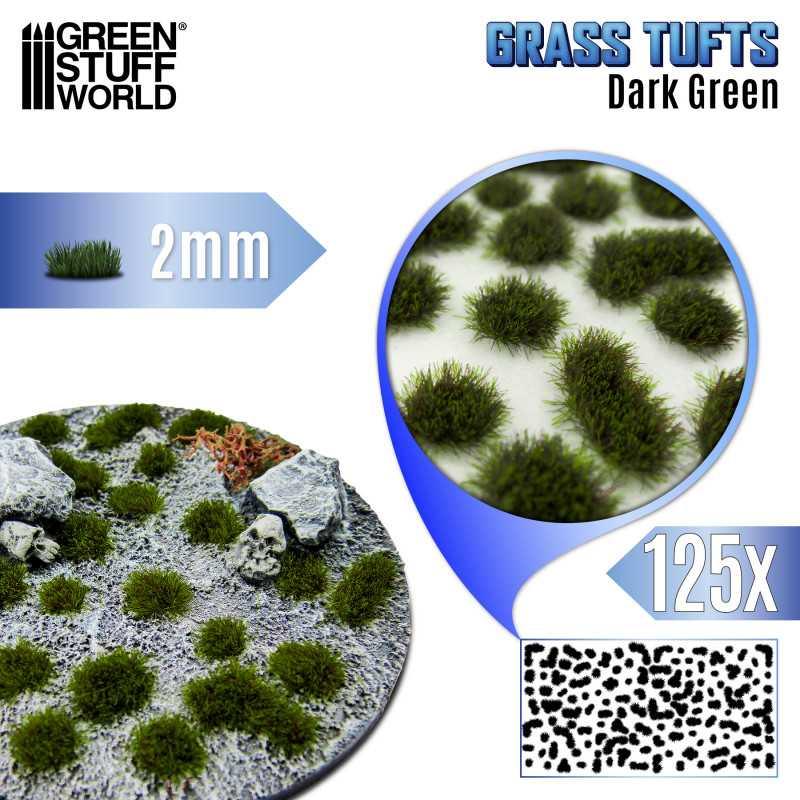 Static Grass Tufts 2mm - Dark Green - ZZGames.dk
