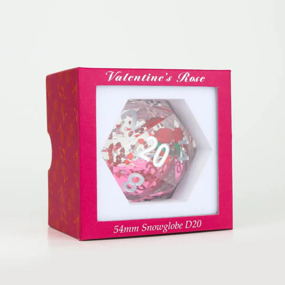 Valentine Rose 54mm Snowglobe D20 Dice - ZZGames.dk