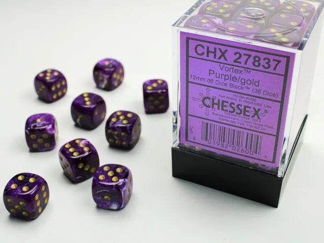 Vortex 12mm d6 Dice Block - Purple/gold - ZZGames.dk