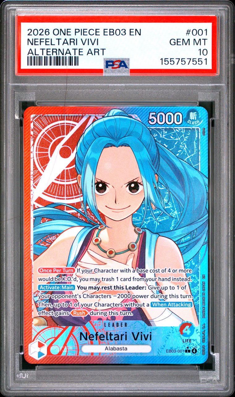 
                  
                    One Piece EB03 – Nefeltari Vivi (Alternate Art) #001
                  
                